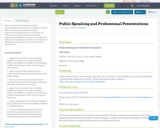 Public Speaking and Professional Presentations