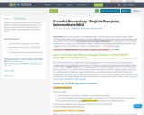 Colorful Vocabulary - English Template, Intermediate-Mid