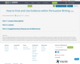 How to Find and Use Evidence within Persuasive Writing