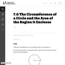 7.G The Circumference of a Circle and the Area of the Region it Encloses