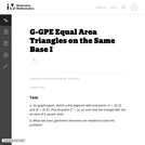 G-GPE Equal Area Triangles on the Same Base I