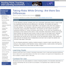 Taking-Risks While Driving: Are there Sex Differences