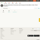 One Step Subtraction Conversions with Compound Units Metric Units Word Problems