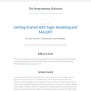 The Programming Historian 2: Getting Started with Topic Modeling and MALLET