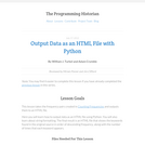 The Programming Historian 2: Output Data as an HTML File