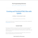 The Programming Historian 2: Creating and Viewing HTML Files with Python