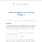 The Programming Historian 2: Transliterating non-ASCII characters with Python