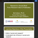 Research in Social Work: From Research Idea to Publication