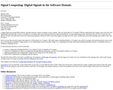 Signal Computing: Digital Signals in the Software Domain