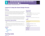 CS Discoveries 2019-2020: Interactive Animations and Games Lesson 3.21: Using the Game Design Process