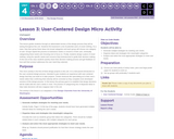 CS Discoveries 2019-2020: The Design Process Lesson 4.3: User-Centered Design Micro Activity