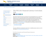 The FYE 105: Financial Literacy Curriculum Unit