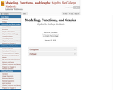 Modeling, Functions, and Graphs: Algebra for College Students