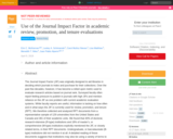 Use of the Journal Impact Factor in academic review, promotion, and tenure evaluations