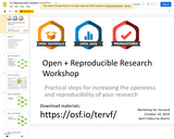 Open + Reproducible Research Workshop