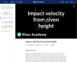 Impact velocity from given height