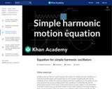 Equation for simple harmonic oscillators