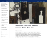 Pablo Picasso, Guitar, Glass, and Bottle