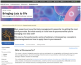 Bringing data to life: Data management for the biomolecular sciences