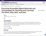 Procuring Accessible Digital Materials and Technologies for Teaching and Learning: The What, Why, Who, and How