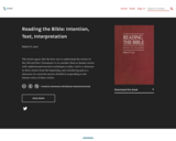 Reading the Bible: Intention, Text, Interpretation