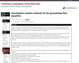 Investigation solution methods for the groundwater flow equations