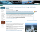 Unit 5: Societal Implications of Climate Change: Stakeholder Report