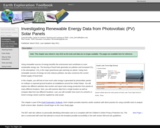 Earth Exploration Toolbook Chapter: Investigating Renewable Energy Data from Photovoltaic (PV) Solar Panels