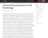 Industrial/Organizational (I/O) Psychology