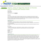 Inquiry: Using an Egg Drop Activity to Promote Critical Thinking and Analysis Skills
