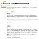 Investigating Acid Rain: The Affect of Acid on Seed Germination