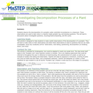 Investigating Decomposition: Processes of a Plant