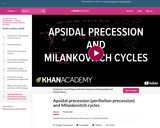 Apsidal precession (perihelion precession) and Milankovitch cycles