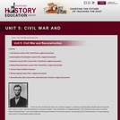 Reading Like a Historian, Unit 5: Civil War and Reconstruction