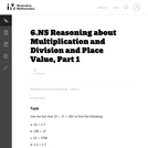 Reasoning about Multiplication and Division and Place Value, Part 1