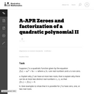 Zeroes and factorization of a quadratic polynomial II