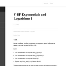 Exponentials and Logarithms I