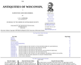 Antiquities of Wisconsin as Surveyed and Described by I. A. LAPHAM (1885)