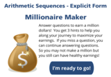 Arithmetic Sequences- Explicit Form Millionaire Maker Game