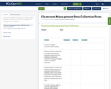 Classroom Management Data Collection Form