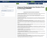 Classroom Tips for Content Area Teachers: Focus for Newcomers REMIXED