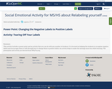 Social Emotional Activity for MS/HS about Relabeling yourself