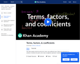 Terms, Factors and Coefficients