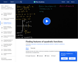 Finding Features of Quadratic Functions