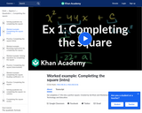 Worked Example: Completing the Square (Intro)