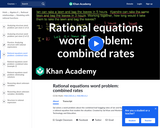 Rational Equations Word Problem: Combined Rates