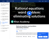 Rational Equations Word Problem: Eliminating Solutions