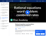 Rational Equations Word Problem: Combined Rates (Example 2)