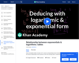 Relationship Between Exponentials and Logarithms: Tables