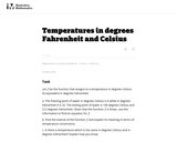 Temperatures in degrees Fahrenheit and Celsius